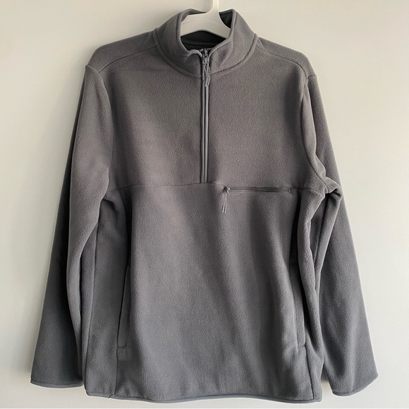 Men's Polar Fleece High Neck 1/2 Zip Sweatshirt - Goodfellow & Co Gray Size M - Picture 6 of 9